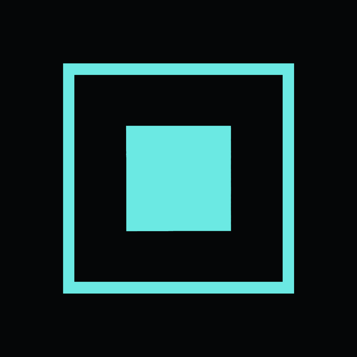 Mint nested-square Stech mark on a near-black background